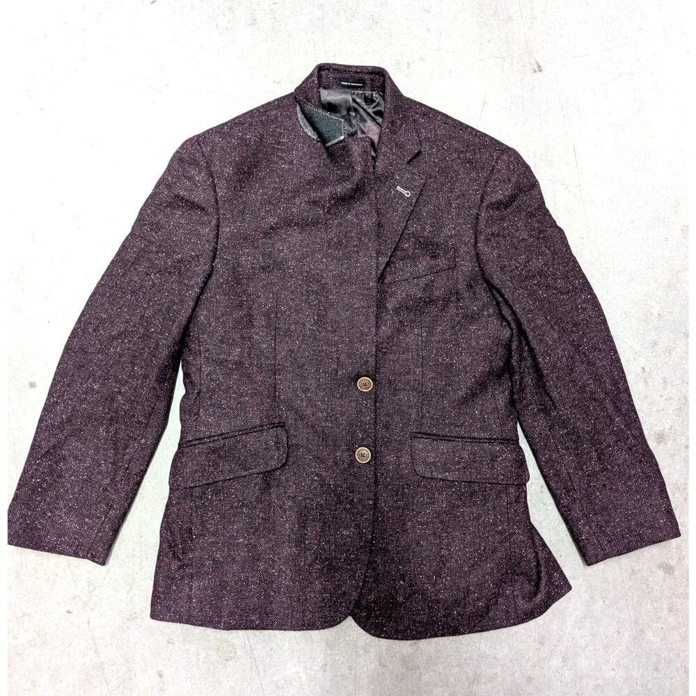 JOE Joseph Abboud Slim Fit Sport Coat Blazer Purple Tweed Textured Italian Style